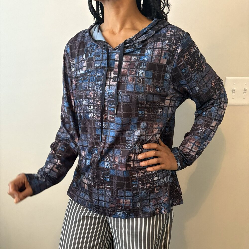 Attitudes by Renee Women with control multi-colored hooded pullover.